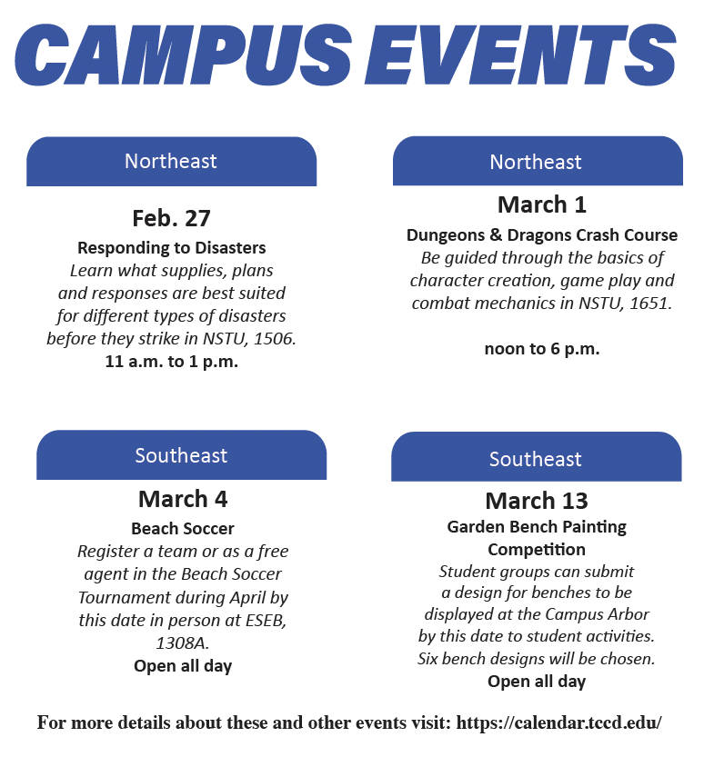 CAMPUS EVENTS FOR WEEK OF FEB. 26